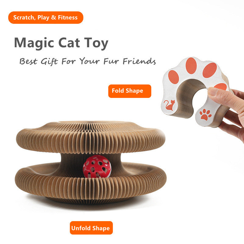 Magic Accordion Cat Scratching Board--Multi Functions Cat Ball Adventure Toy