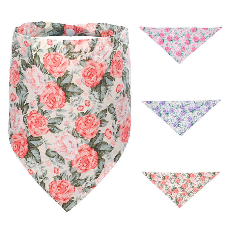 New Fashion Floral Design Pet Bandana-Pink Rose