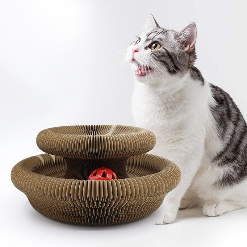 Magic Accordion Cat Scratching Board--Multi Functions Cat Ball Adventure Toy