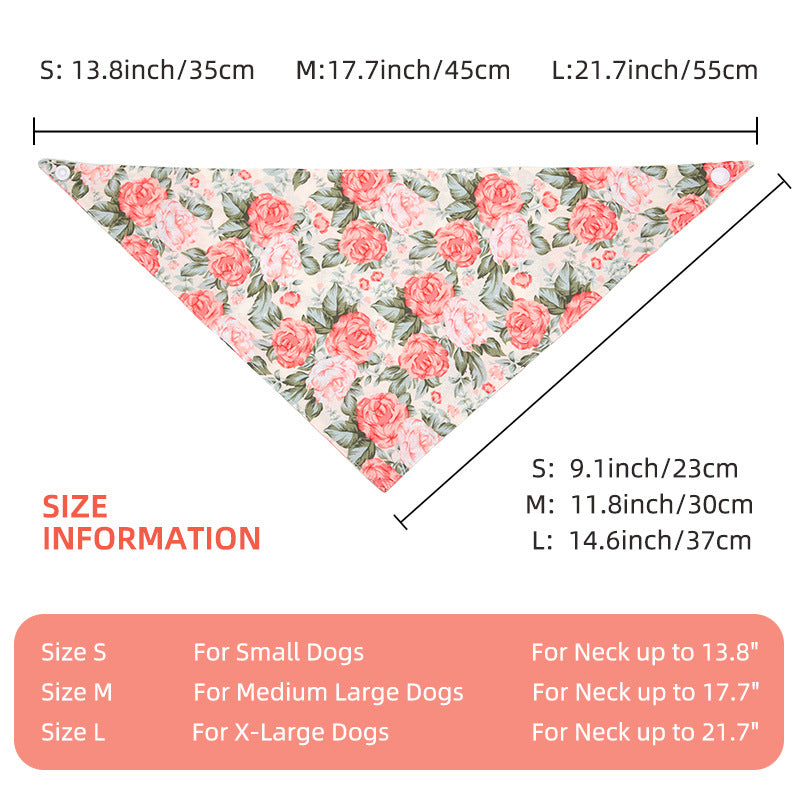 New Fashion Floral Design Pet Bandana-Pink Rose