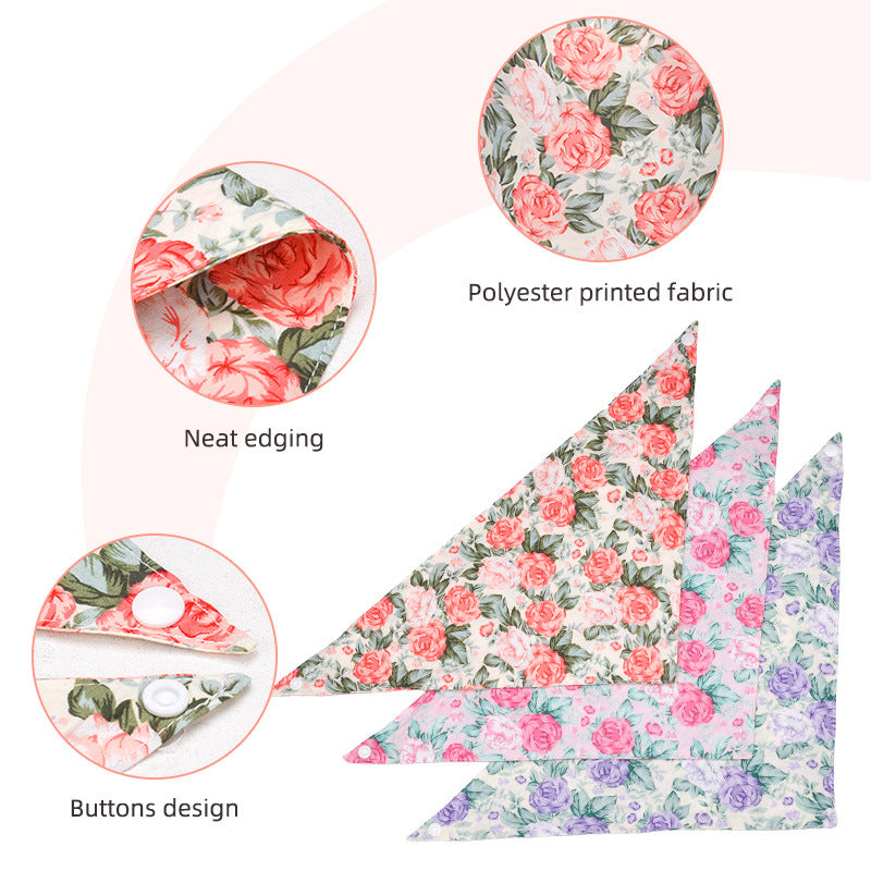 New Fashion Floral Design Pet Bandana-Pink Rose