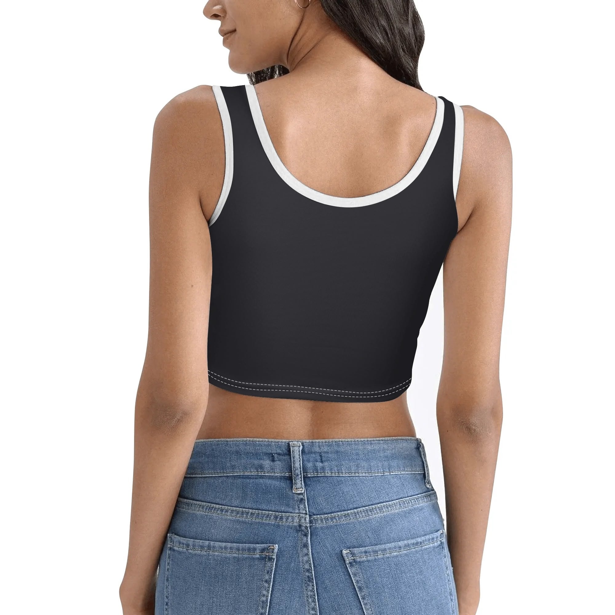 Stylish Women's Stretch Crop Tank Top Shirts-Front Printing