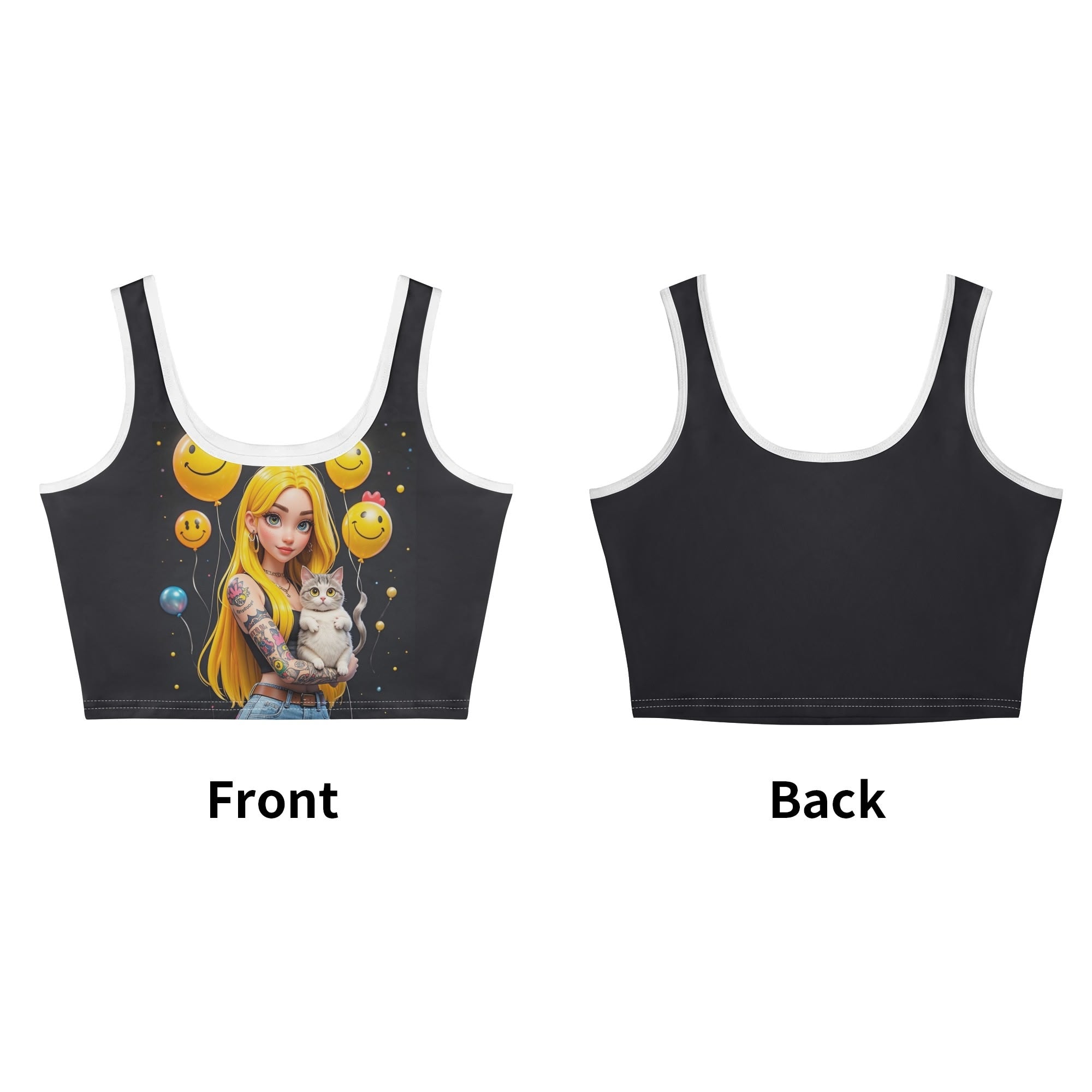 Stylish Women's Stretch Crop Tank Top Shirts-Front Printing