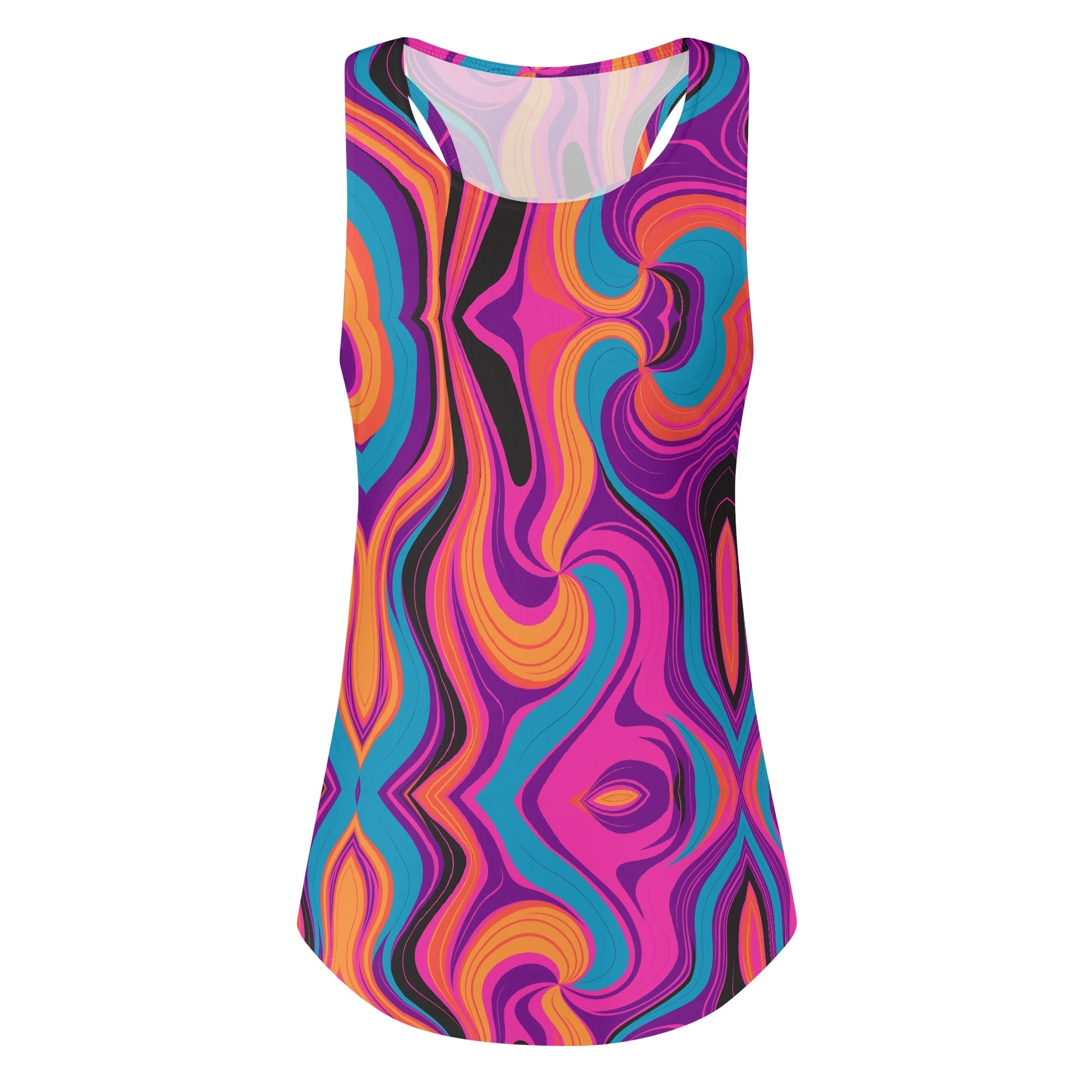 Customized Women's Retro Swirl Tank Top – Full Print, Bold & Vibrant
