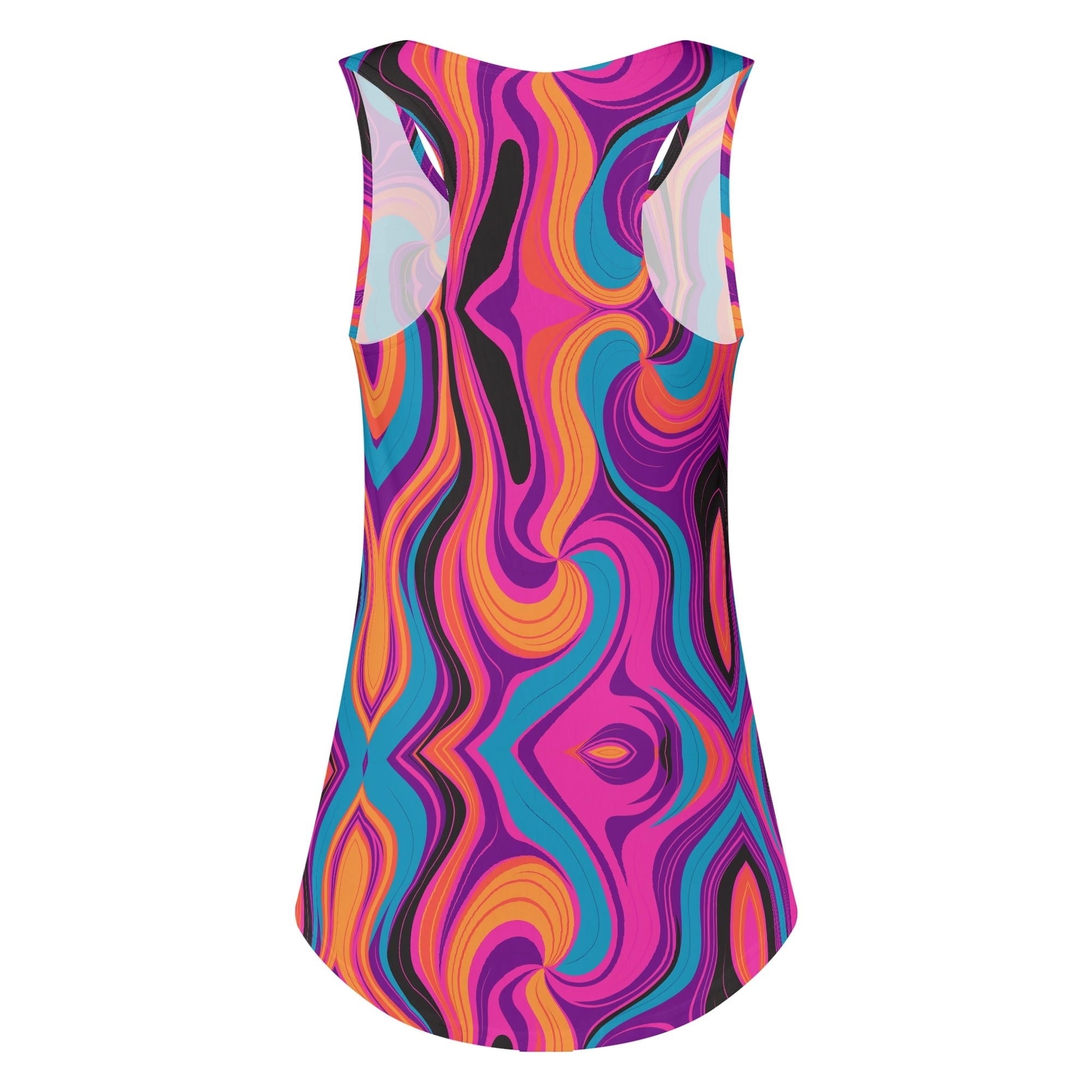 Customized Women's Retro Swirl Tank Top – Full Print, Bold & Vibrant
