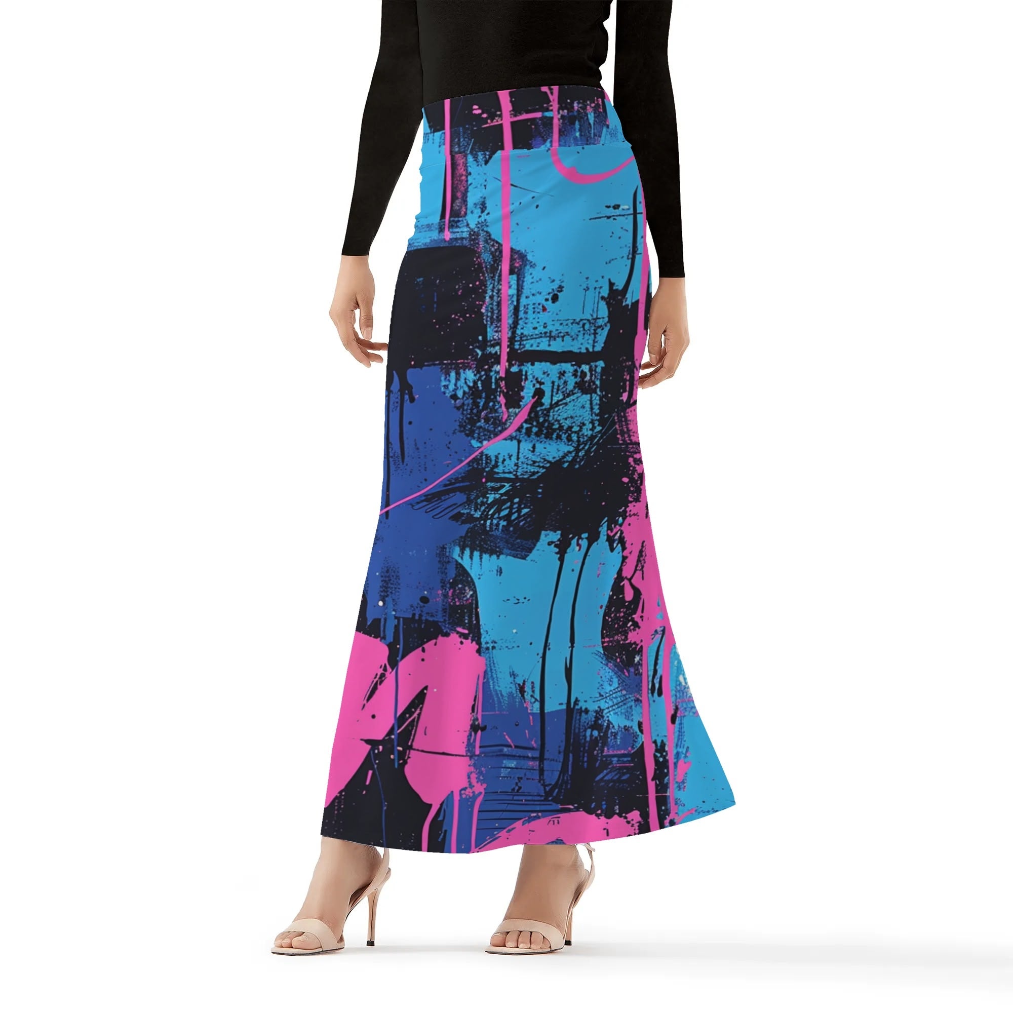 Custom Full-Print high-waisted Maxi Skirt--POD Design Skirt