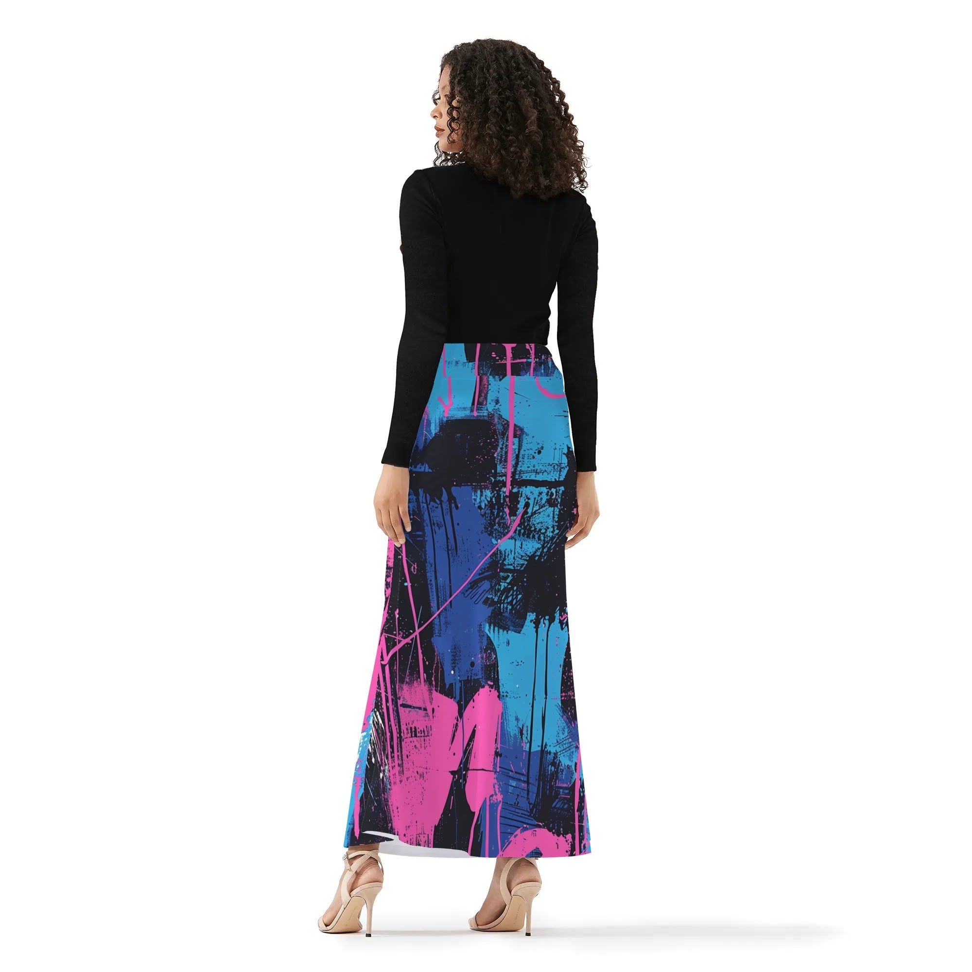 Custom Full-Print high-waisted Maxi Skirt--POD Design Skirt