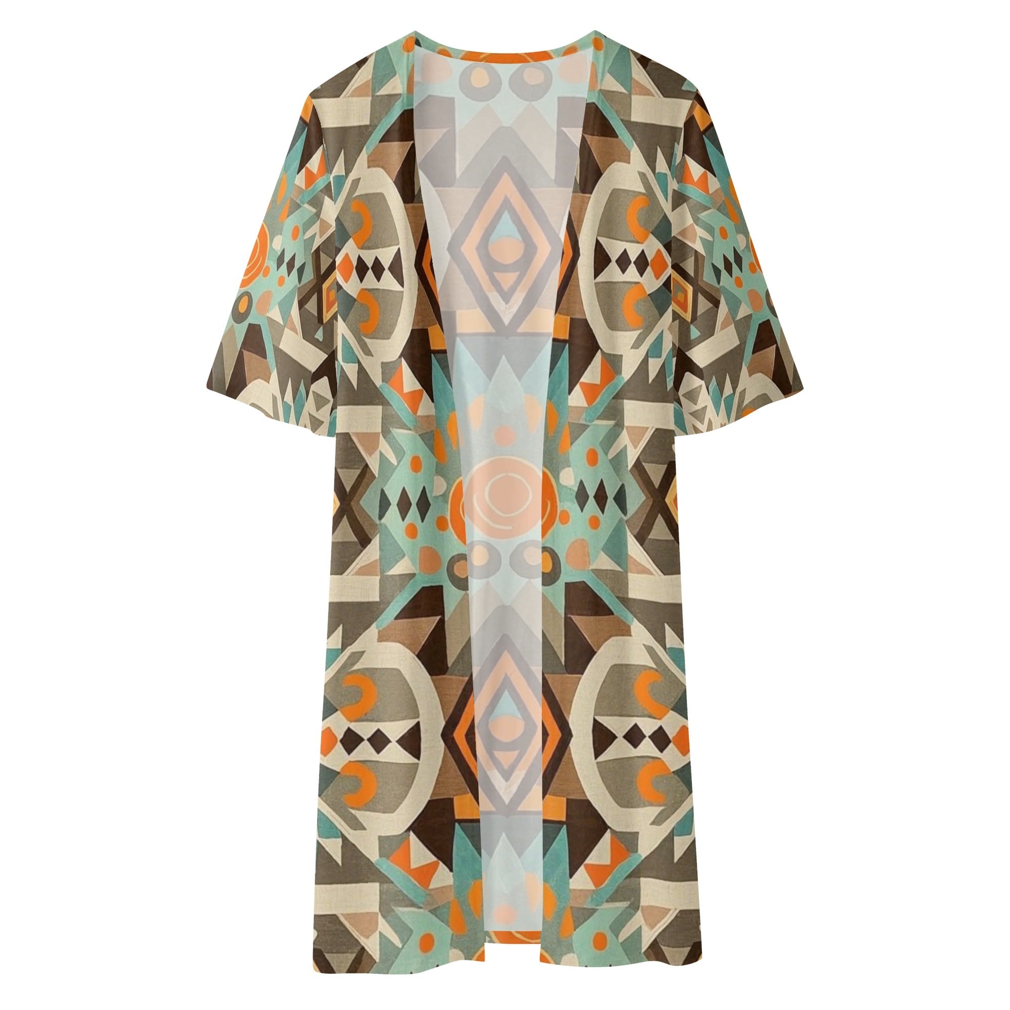 Customized Versatile Polyester Kimono Duster Coat--Full Printing Lightweight Outerwear