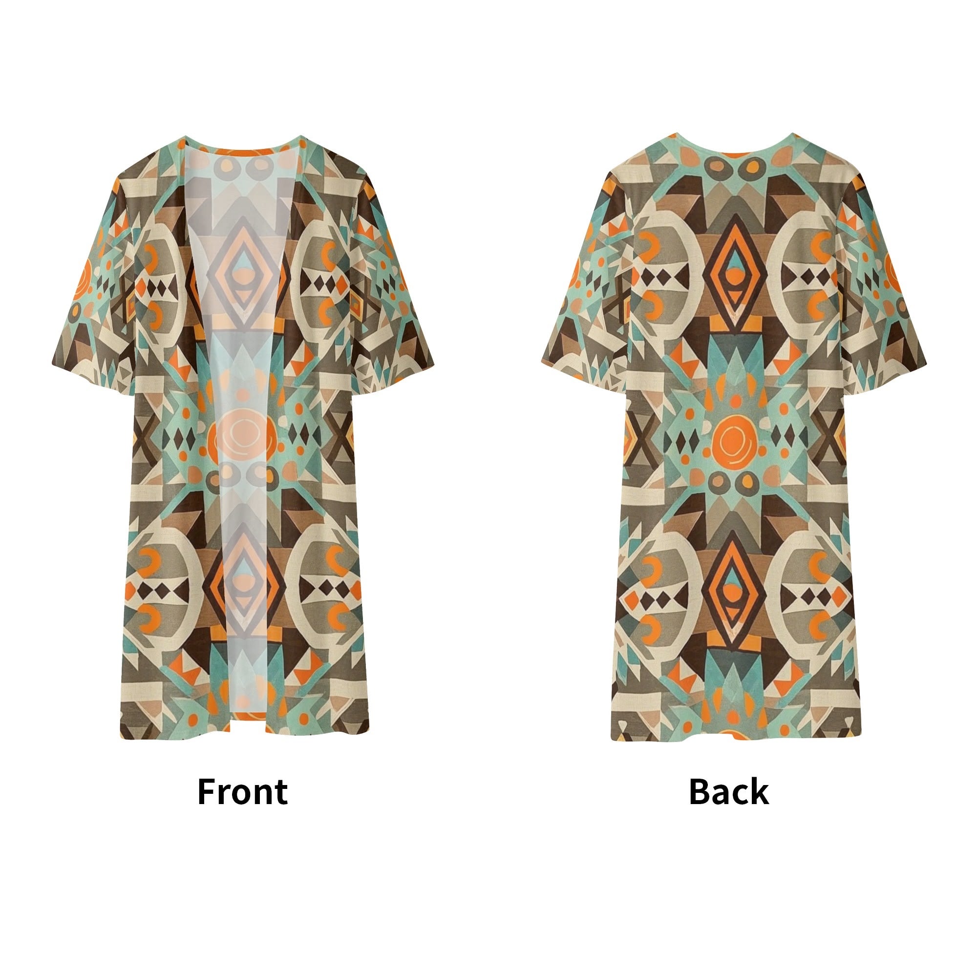 Customized Versatile Polyester Kimono Duster Coat--Full Printing Lightweight Outerwear