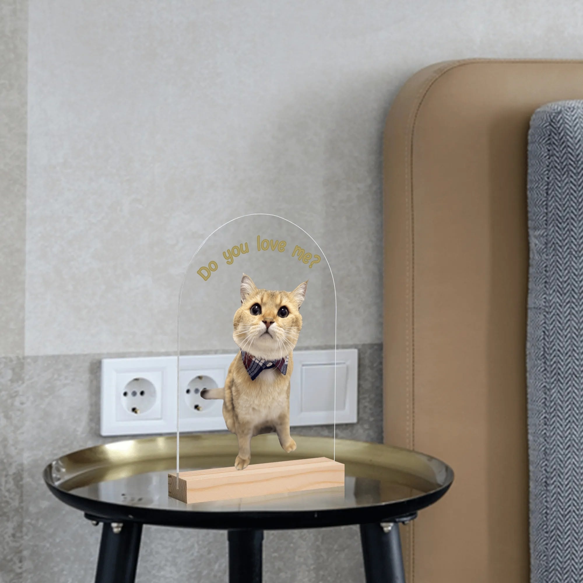 Personalized Light Weight Acrylic Night Light Sign Table with Wood Stand
