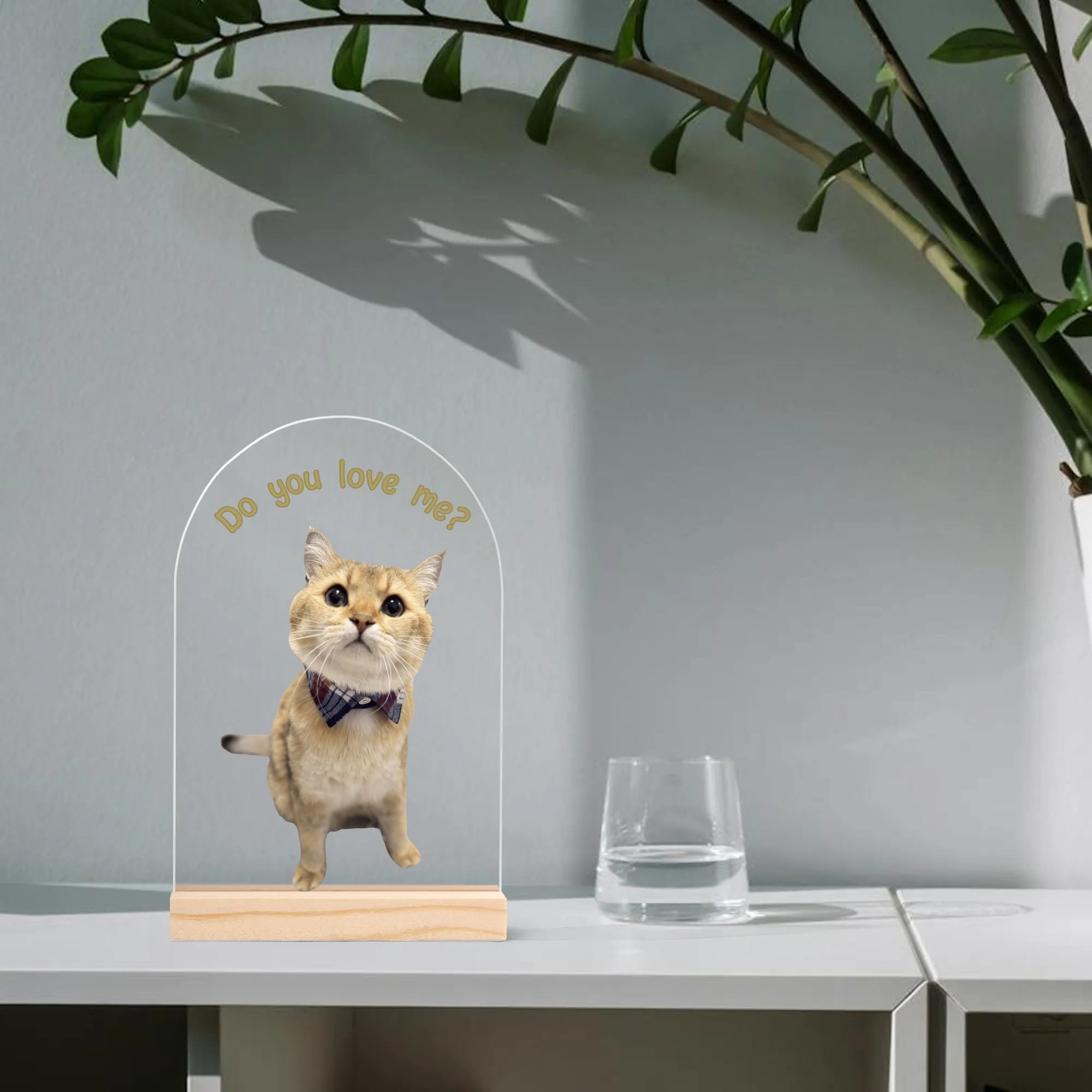 Personalized Light Weight Acrylic Night Light Sign Table with Wood Stand