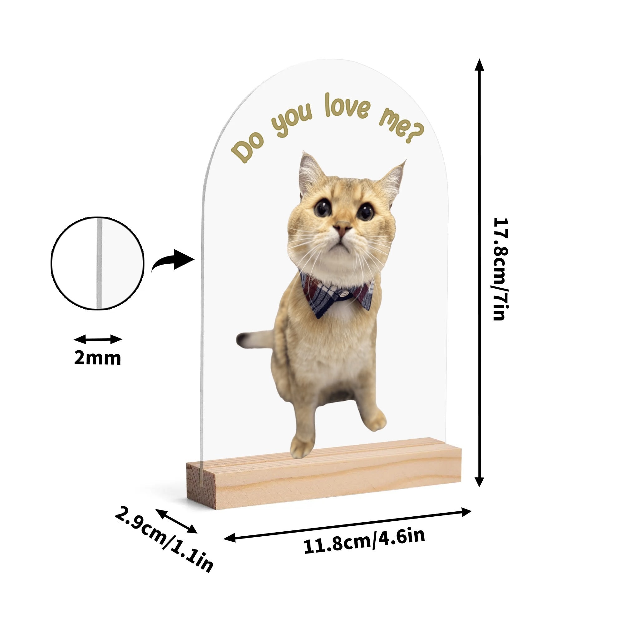 Personalized Light Weight Acrylic Night Light Sign Table with Wood Stand