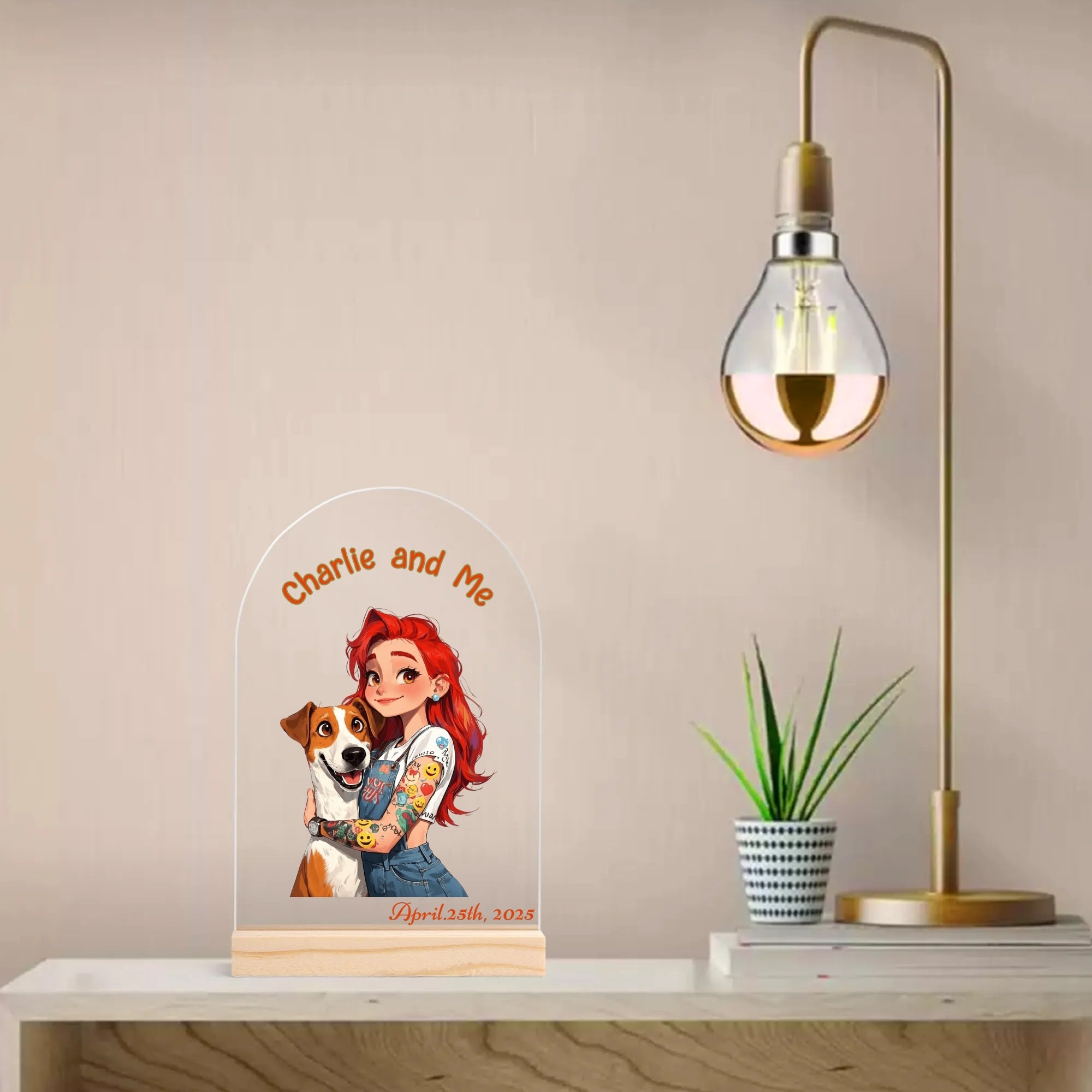 Forever Moments" Custom Acrylic Table Card with Light-Up Display--With Memory Date