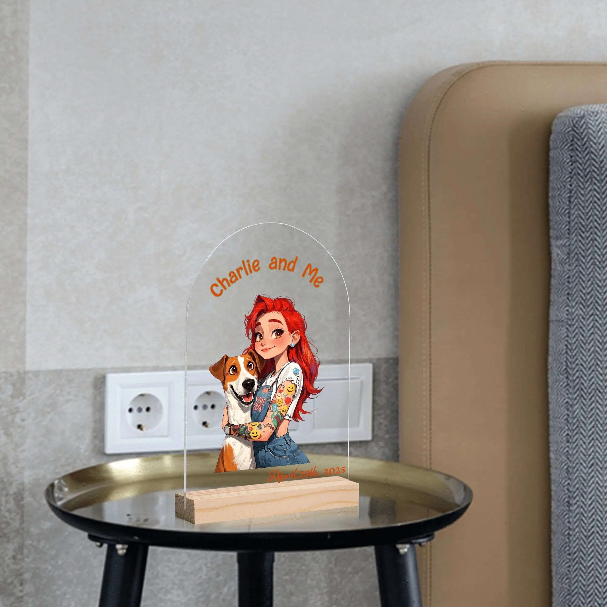 Forever Moments" Custom Acrylic Table Card with Light-Up Display--With Memory Date
