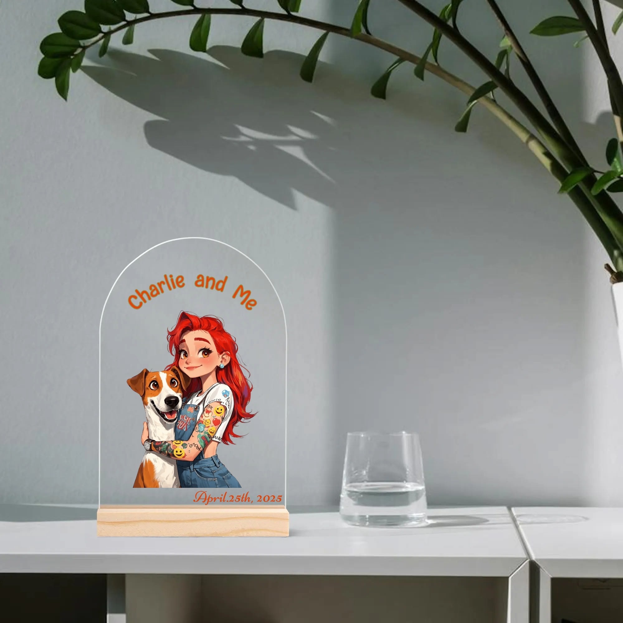 Forever Moments" Custom Acrylic Table Card with Light-Up Display--With Memory Date