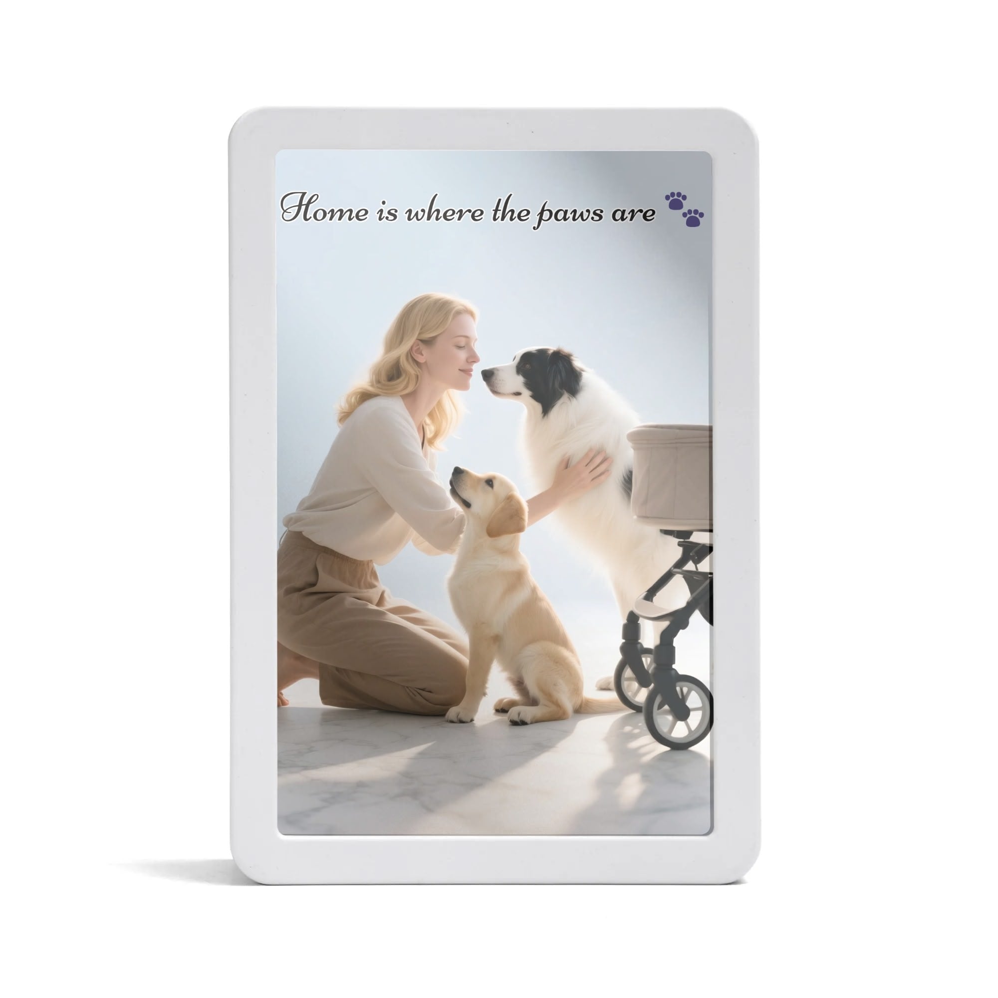 Illuminate Your Memories in Style – Personalized LED Mirror Photo Frame (Vertical White)