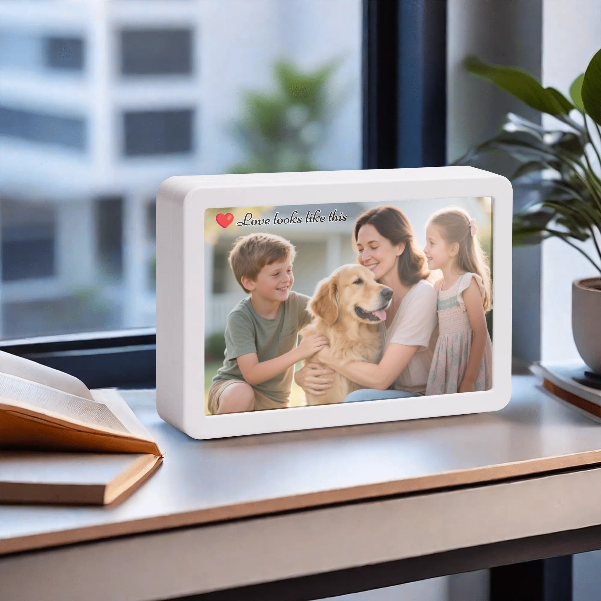 Light Up Your Memories in Style – Personalized LED Mirror Photo Frame(Horizontal White)