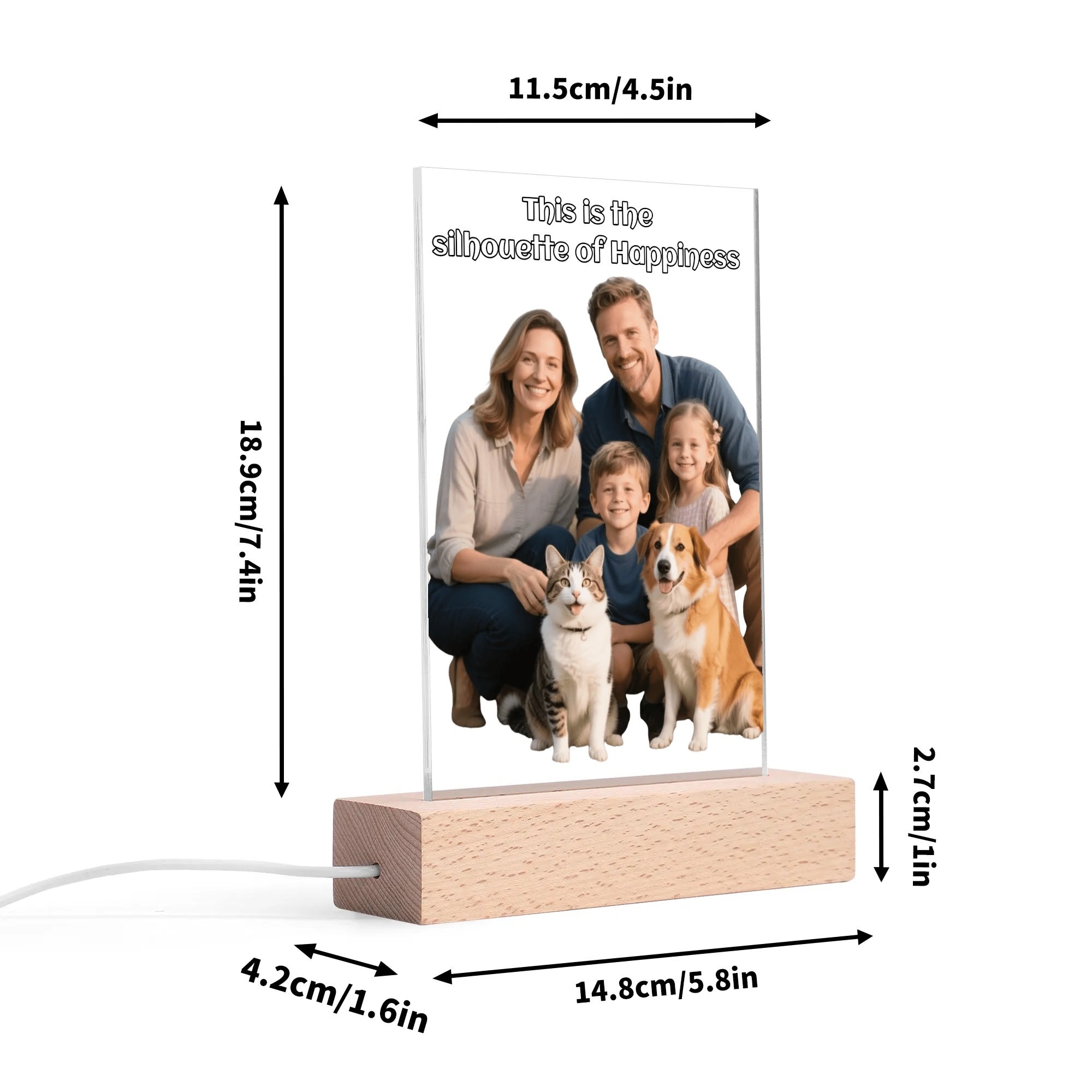Personalized Acrylic LED Lamp with Wooden Base – A Stylish Decorative Gift for Any Occasion