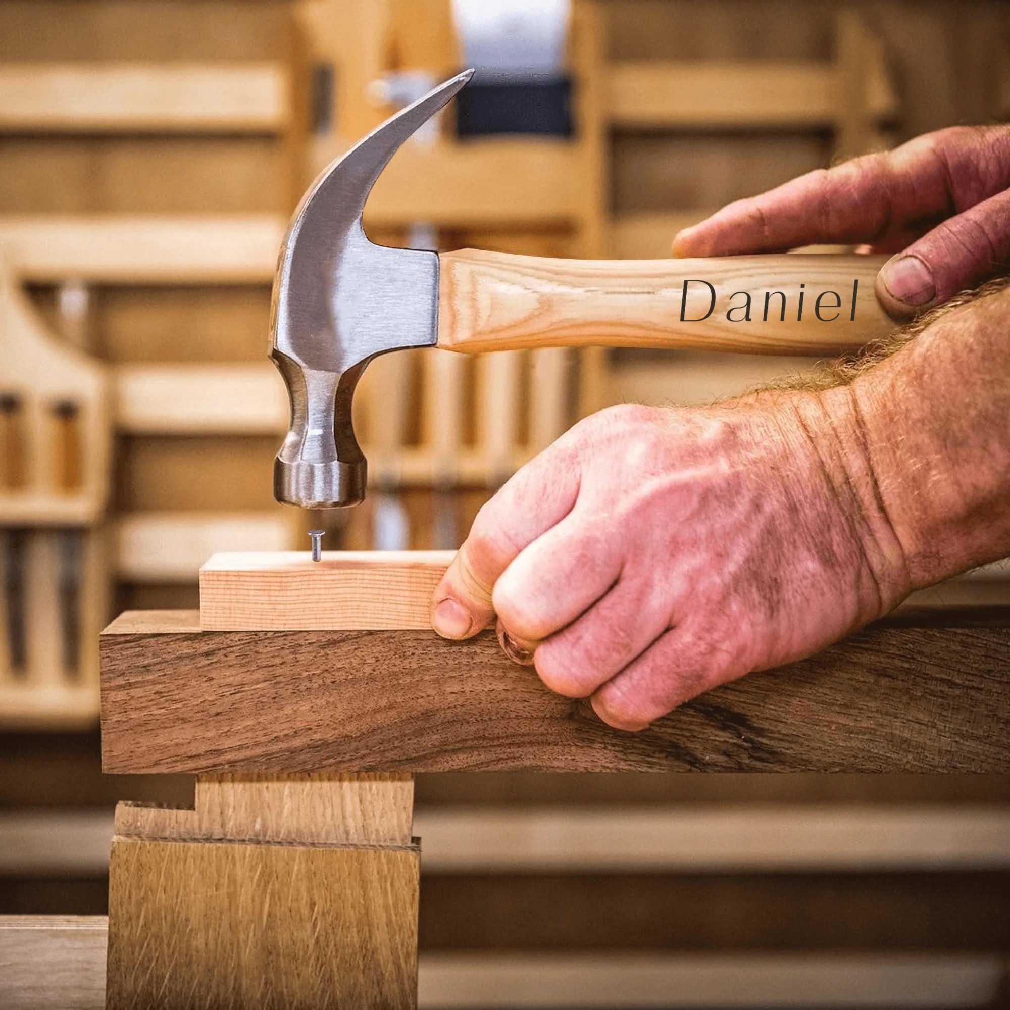 Personalized Hammer with Wood Handle and Steel Head Tool Designed for Birthday Gift for Men for Father's Day!
