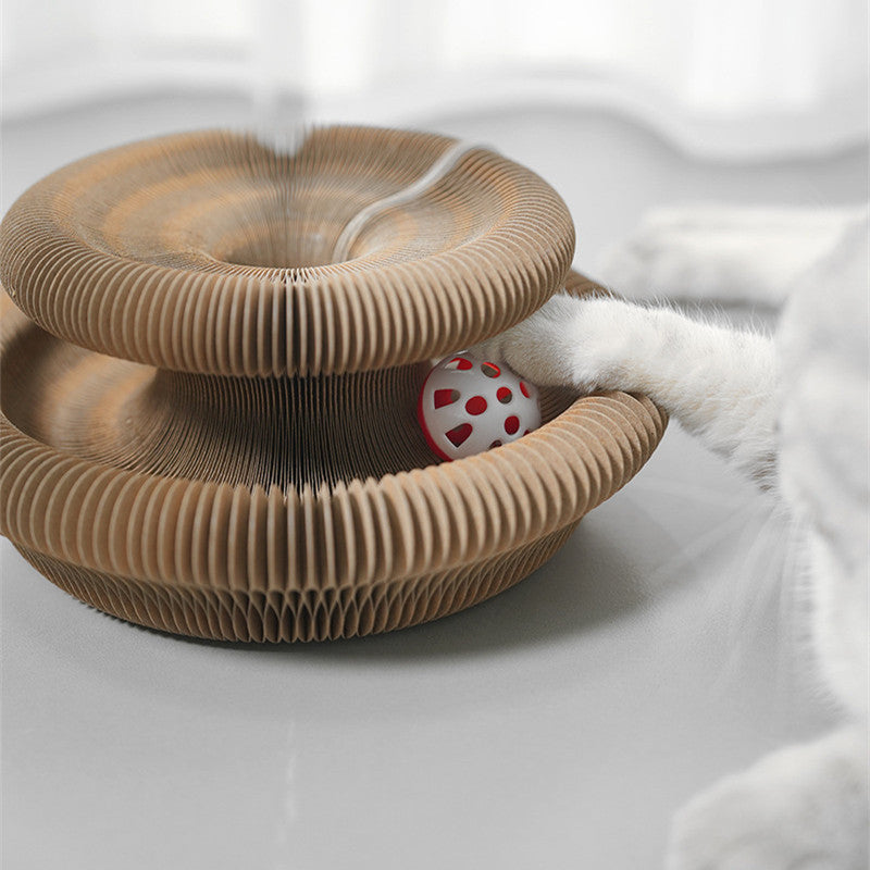 Magic Accordion Cat Scratching Board--Multi Functions Cat Ball Adventure Toy