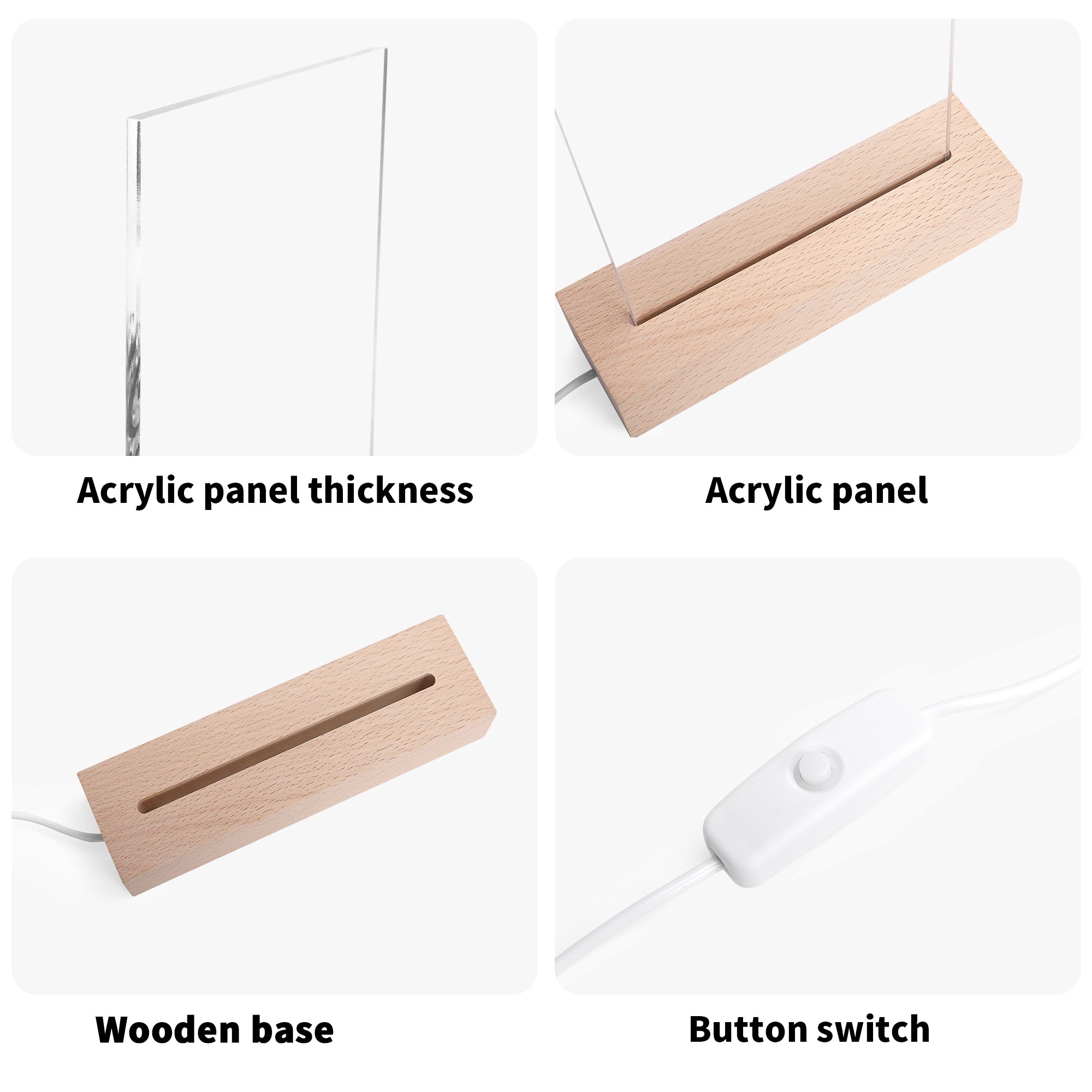 Personalized Acrylic LED Lamp with Wooden Base – A Stylish Decorative Gift for Any Occasion