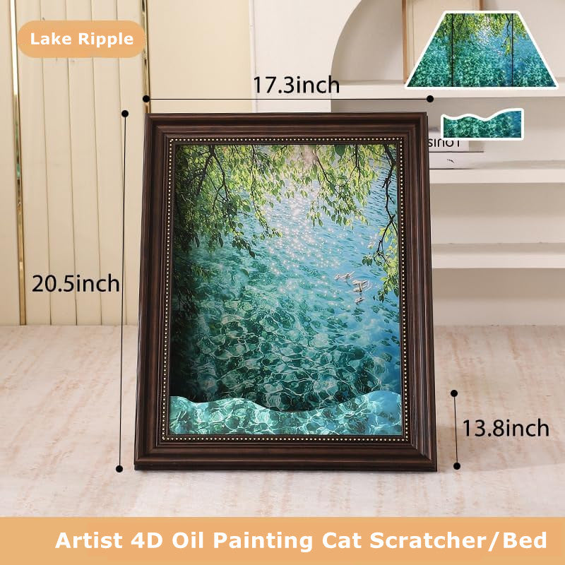 Creative Oil Painting Cat Bed | Artistic Scratcher (Lake Ripple)