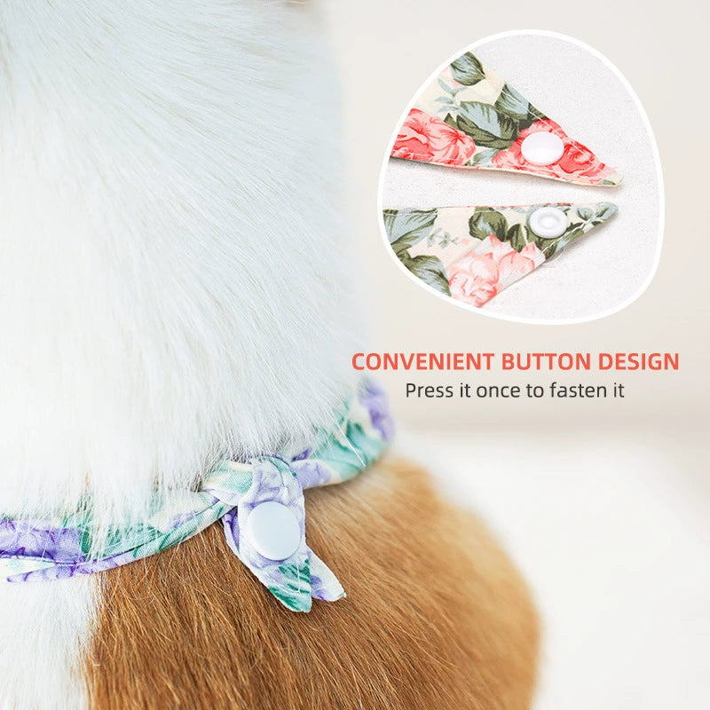 New Fashion Floral Design Pet Bandana-Pink Rose