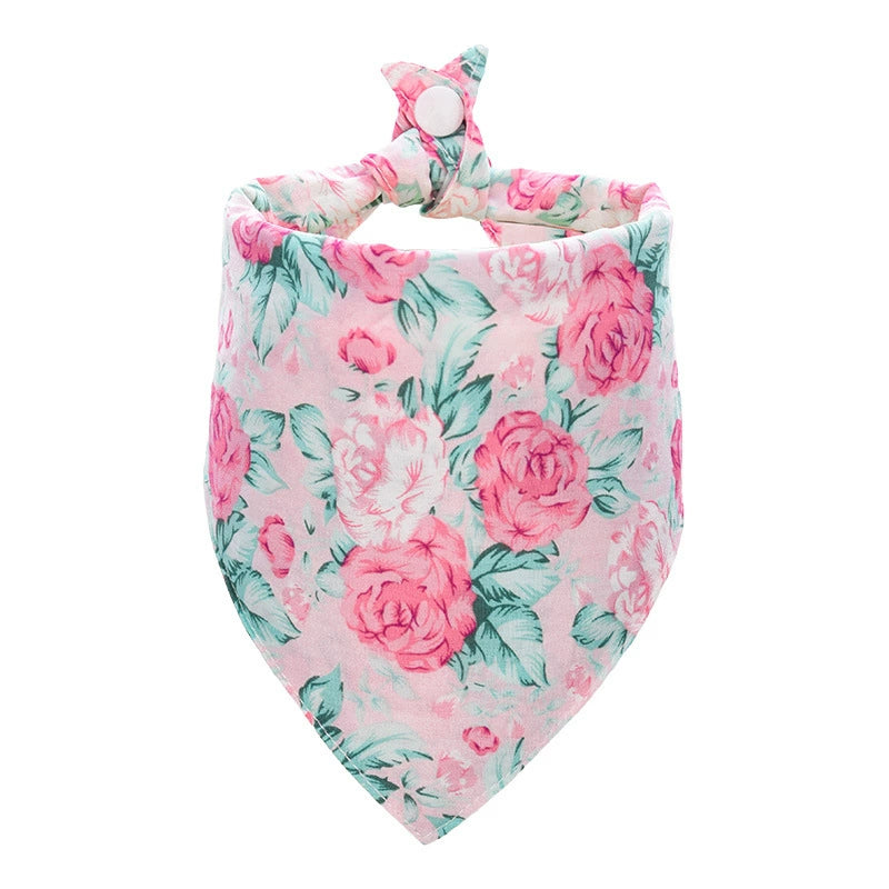 New Fashion Floral Design Pet Bandana-Pink Rose