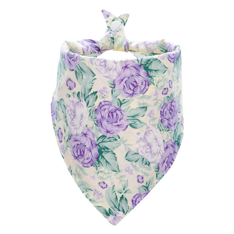 New Fashion Floral Design Pet Bandana-Purple Rose