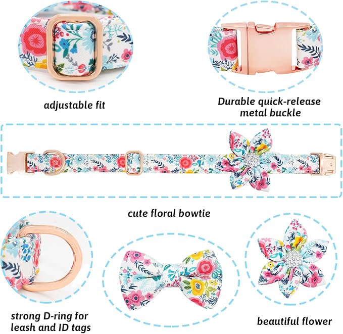 Luxury Cotton Dog Collar Leash Set – Elegance for Your Beloved Fur Companion-Blue
