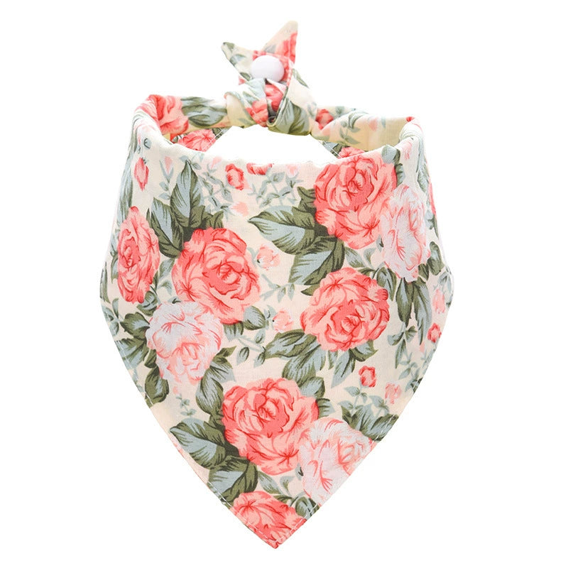 New Fashion Pet Bandana In Floral Design-Orange Rose
