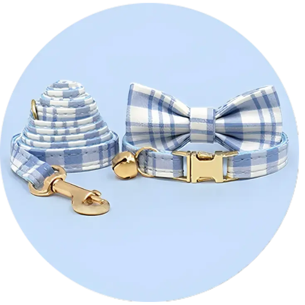 The Plaid Charm Cat Collar & Leash Set: Style, Safety & Purr-fect Comfort/Blue