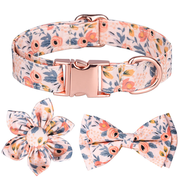 Luxury Cotton Cat Floral Collar Set for Discerning Pet Lovers – Premium Safety & Style/Orange