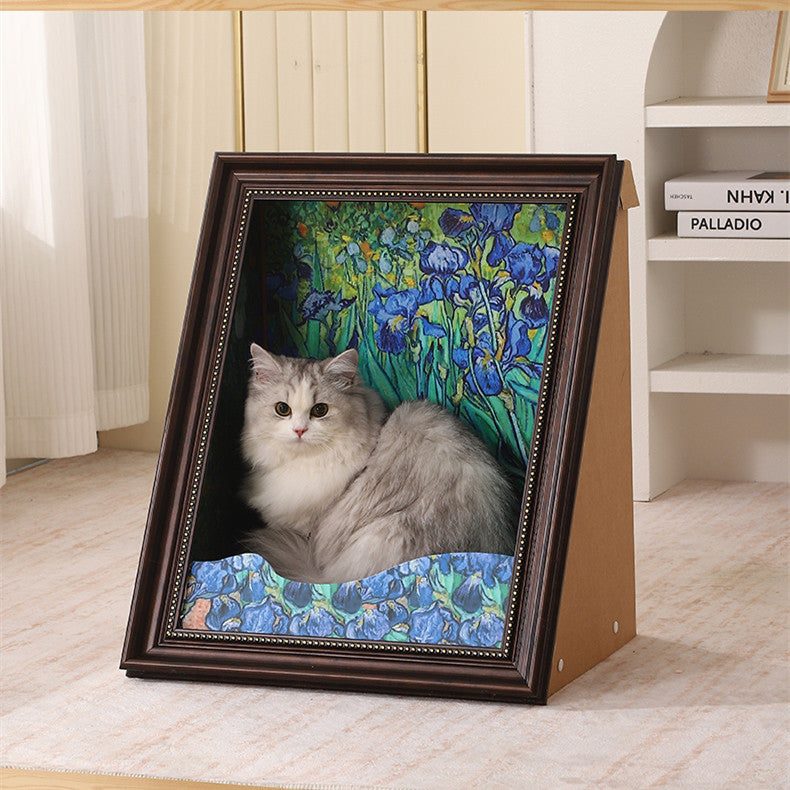 Creative Oil Painting Cat Bed | Dual-Function Scratcher (Iris)