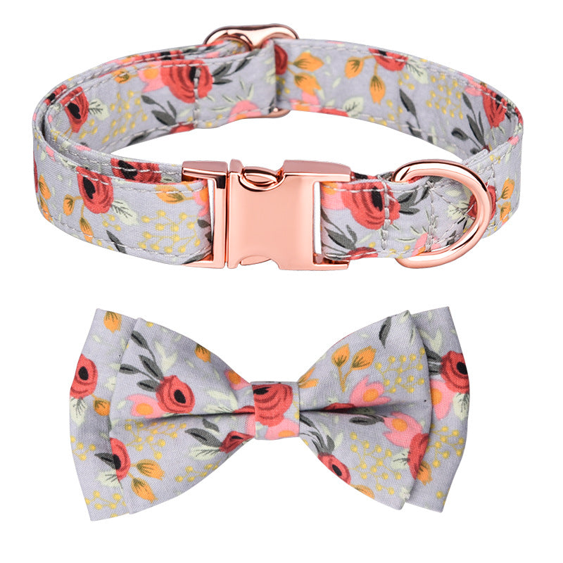 Luxury Cotton Cat Collar Leash Set – Elegance for Your Beloved Purr Friend/Grey