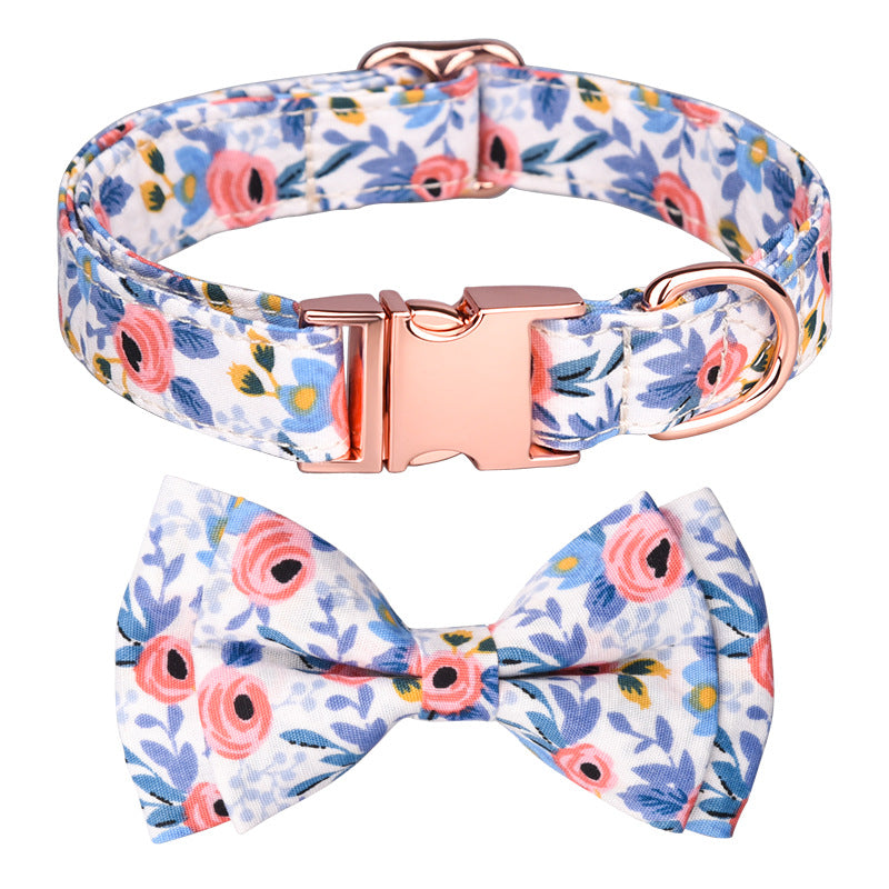 Luxury Cotton Dog Collar Leash Set – Elegance for Your Beloved Fur Companion-Blue