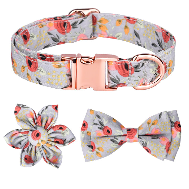 Luxury Cotton Cat Collar Leash Set – Elegance for Your Beloved Purr Friend/Grey