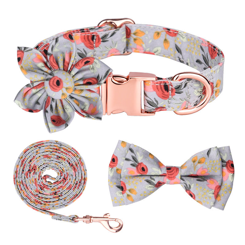 Luxury Cotton Cat Collar Leash Set – Elegance for Your Beloved Purr Friend/Grey