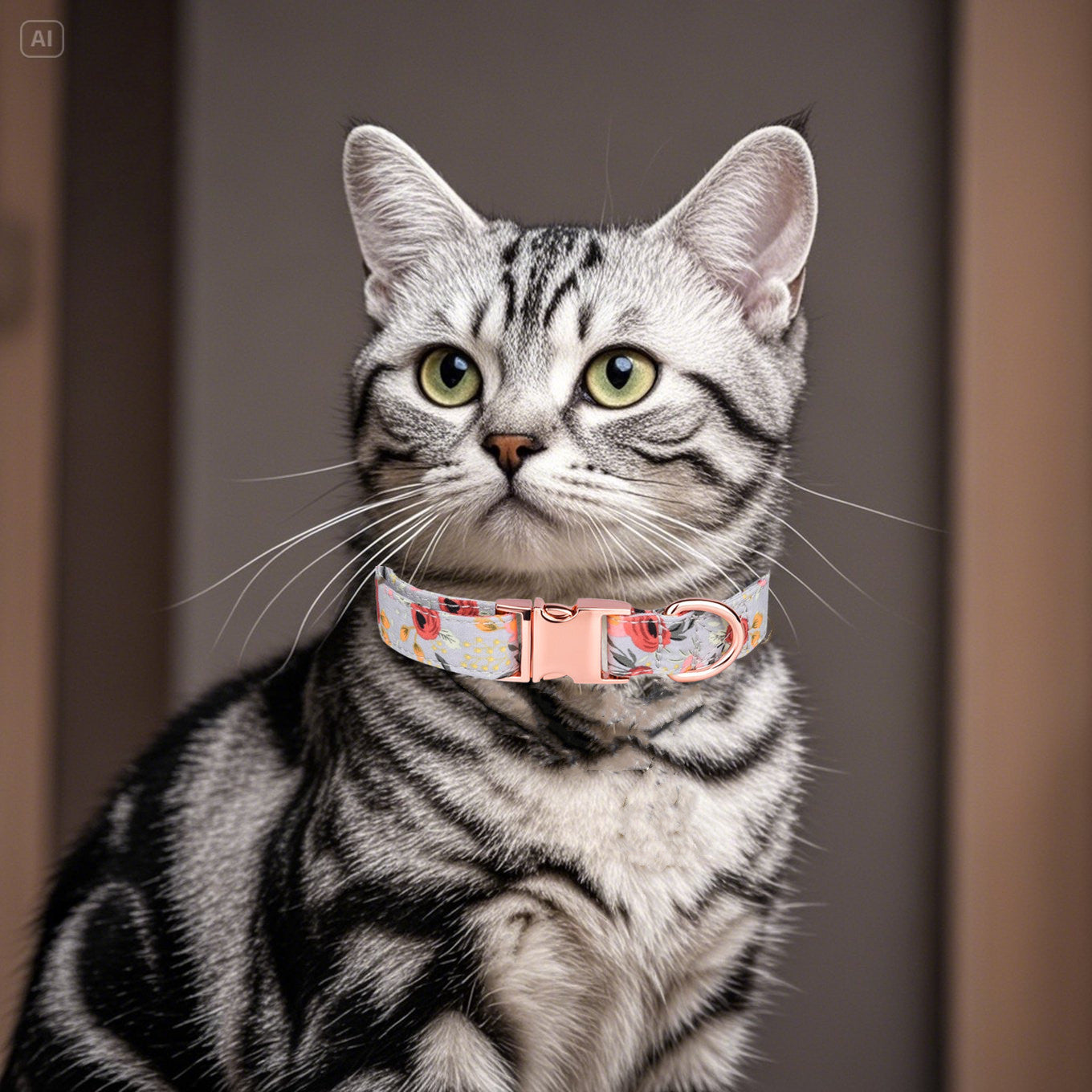Luxury Cotton Cat Collar Leash Set – Elegance for Your Beloved Purr Friend/Grey