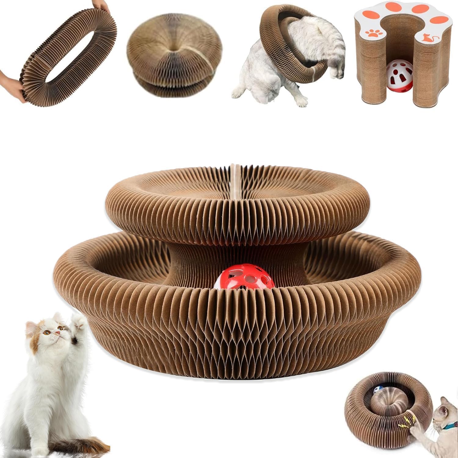 Magic Accordion Cat Scratching Board--Multi Functions Cat Ball Adventure Toy
