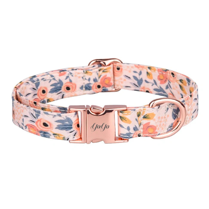 Floral Bow Cat Collar – Elegant, Adjustable & Personalized-Orange