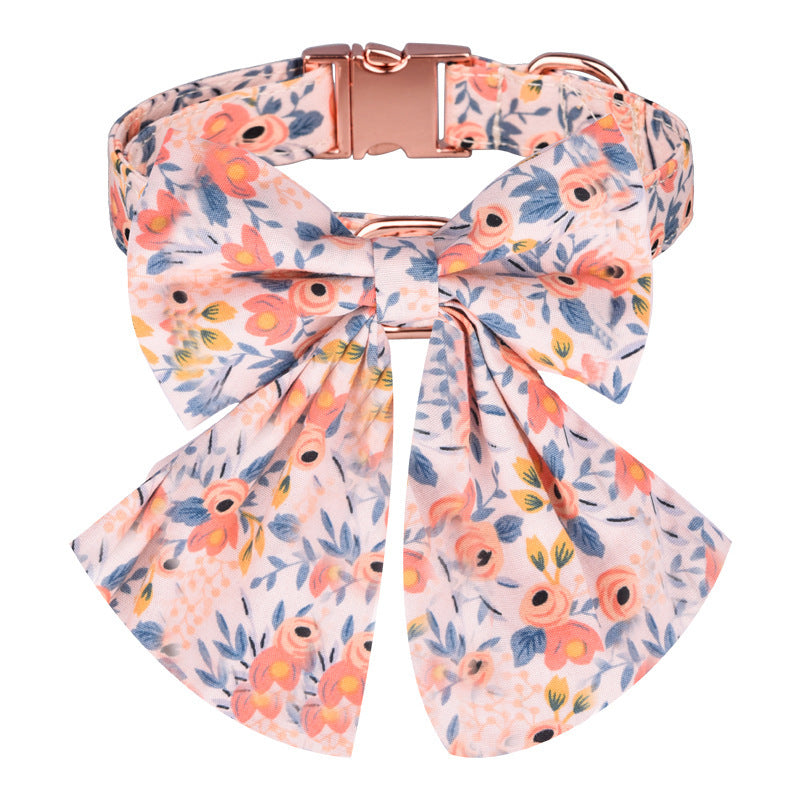 Floral Bow Pet Collar – Elegant, Adjustable & Custom Pet Name