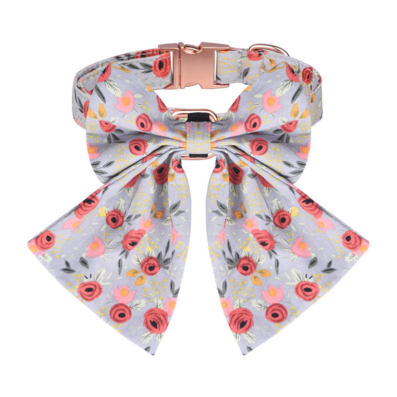 Floral Bow Pet Collar – Elegant, Adjustable & Custom Pet Name