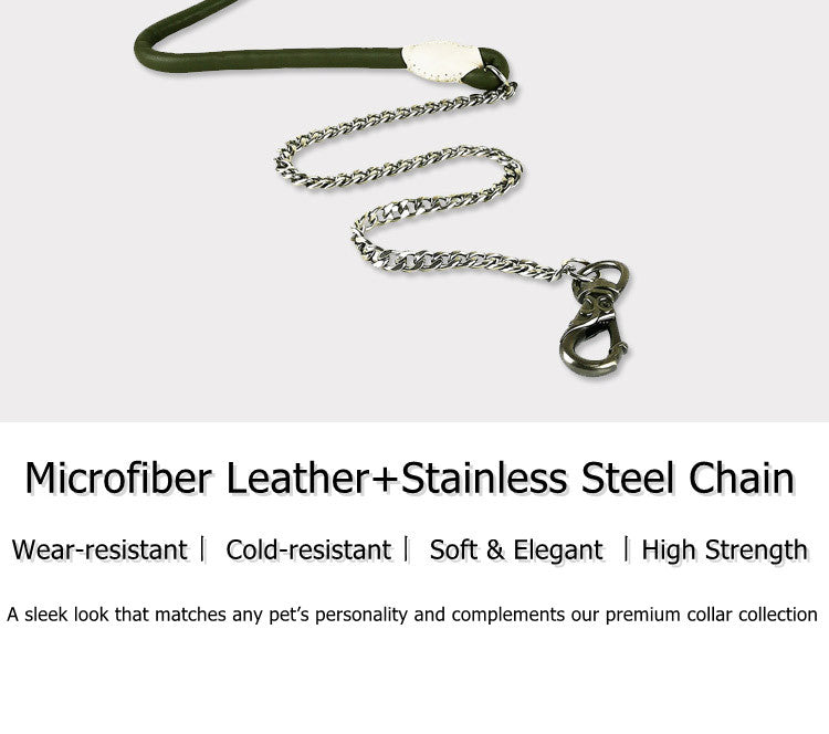 Premium Microfiber Leather & Stainless Steel Pet Leash – Strength Meets Elegance