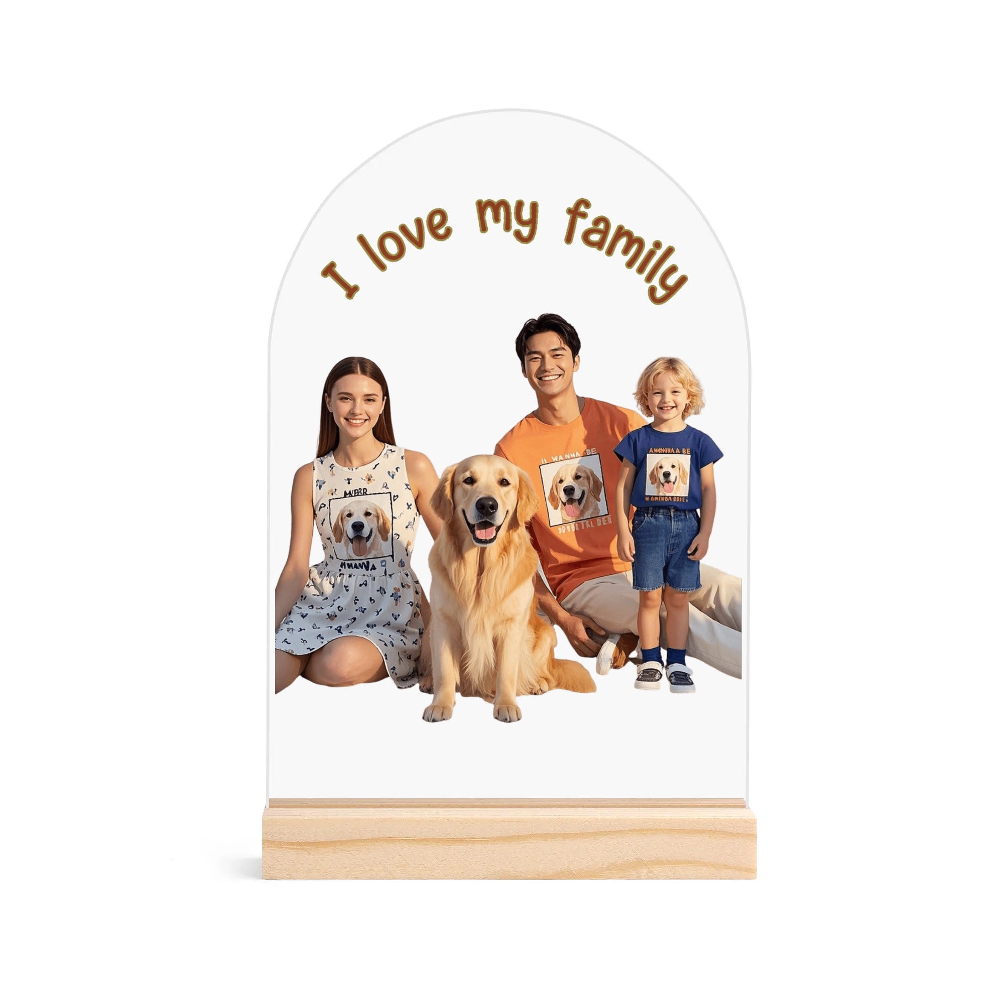 Personalized Light Weight Acrylic Night Light Sign Table with Wood Stand