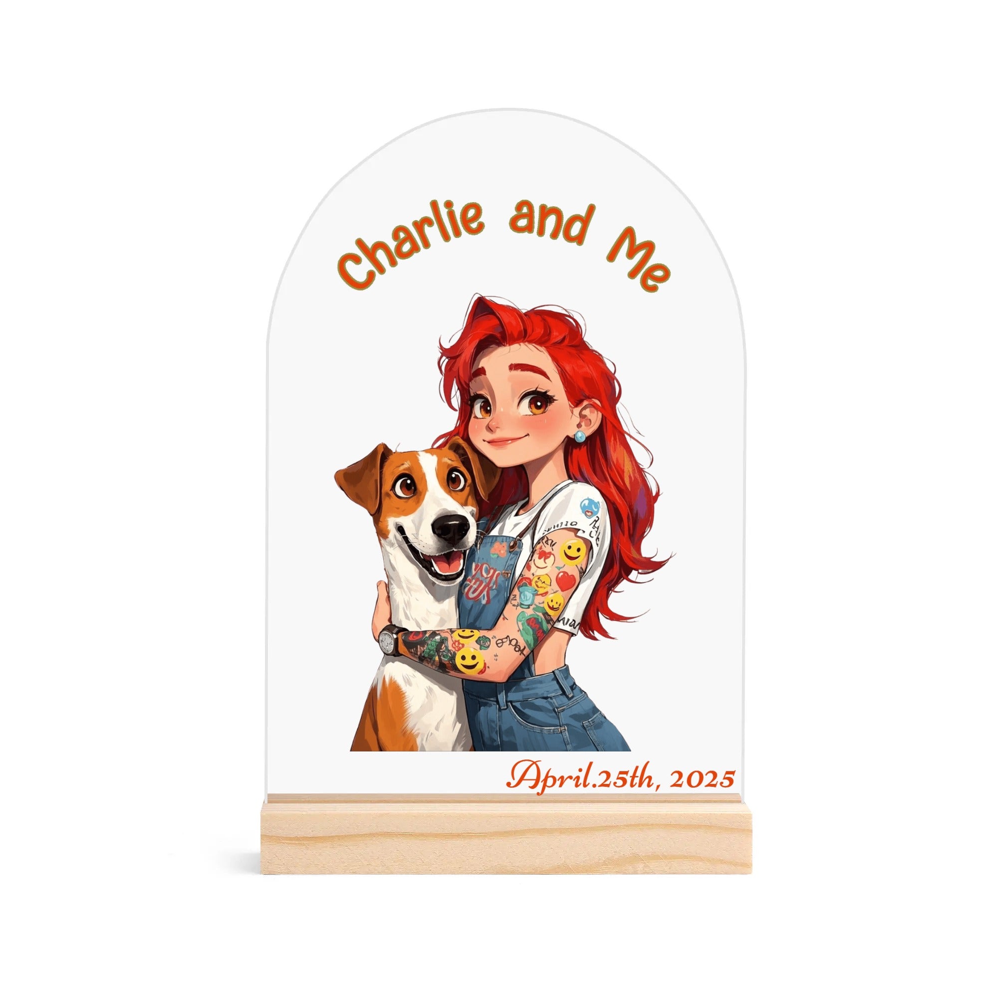 Personalized Light Weight Acrylic Night Light Sign Table with Wood Stand