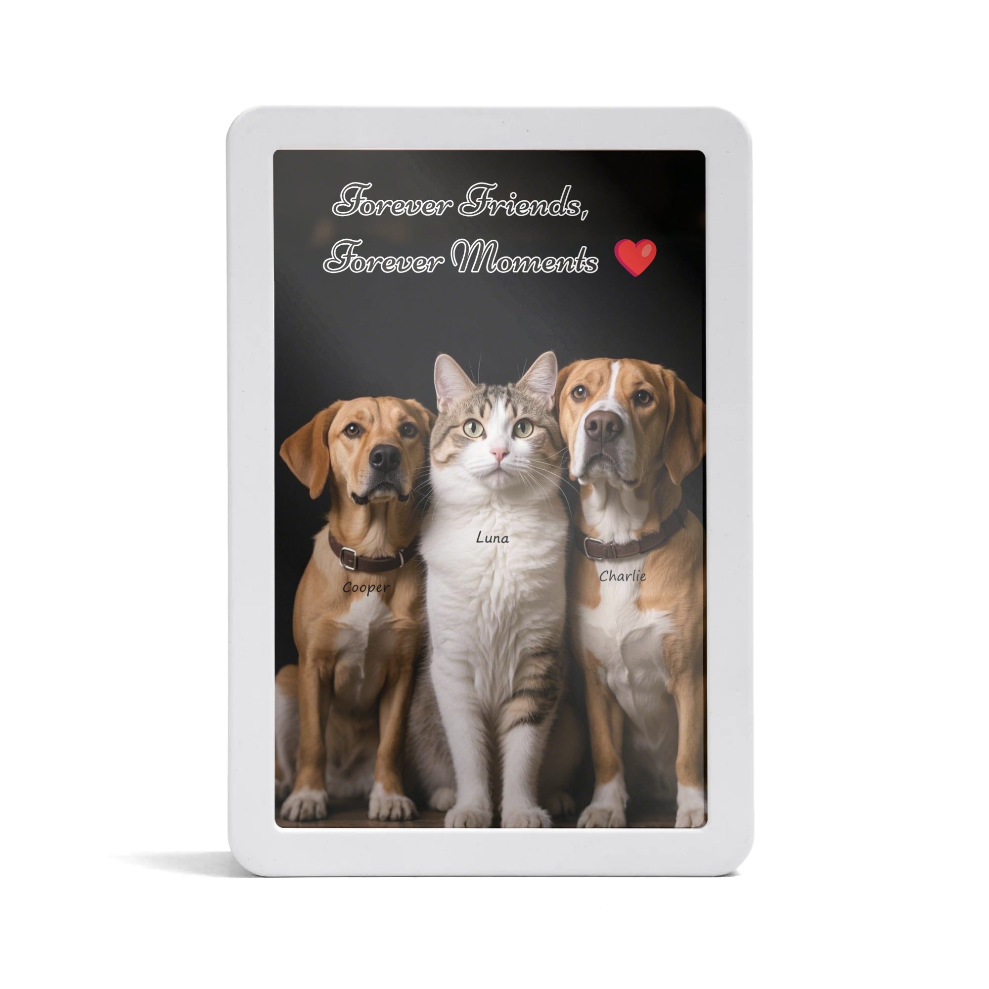 Illuminate Your Memories in Style – Personalized LED Mirror Photo Frame (Vertical White)