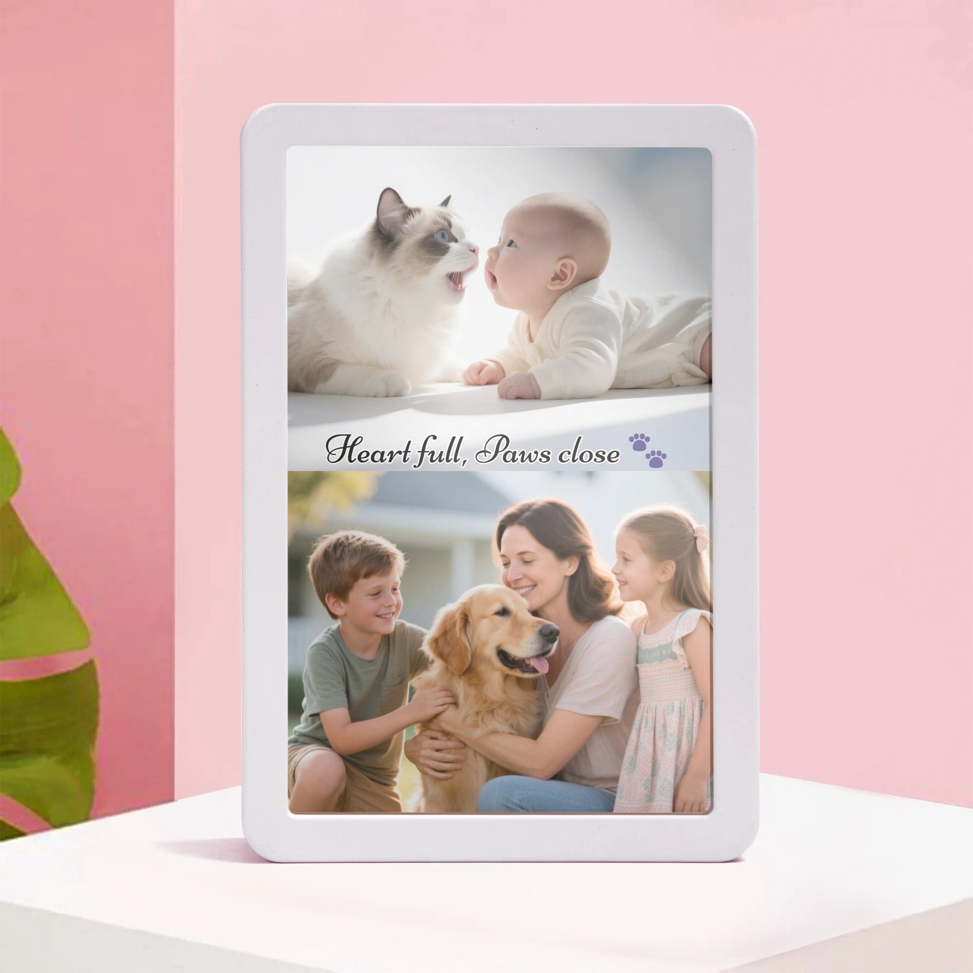 Illuminate Your Memories in Style – Personalized LED Mirror Photo Frame (Vertical White)
