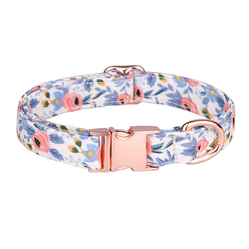Luxury Cotton Dog Collar Leash Set – Elegance for Your Beloved Fur Companion-Blue