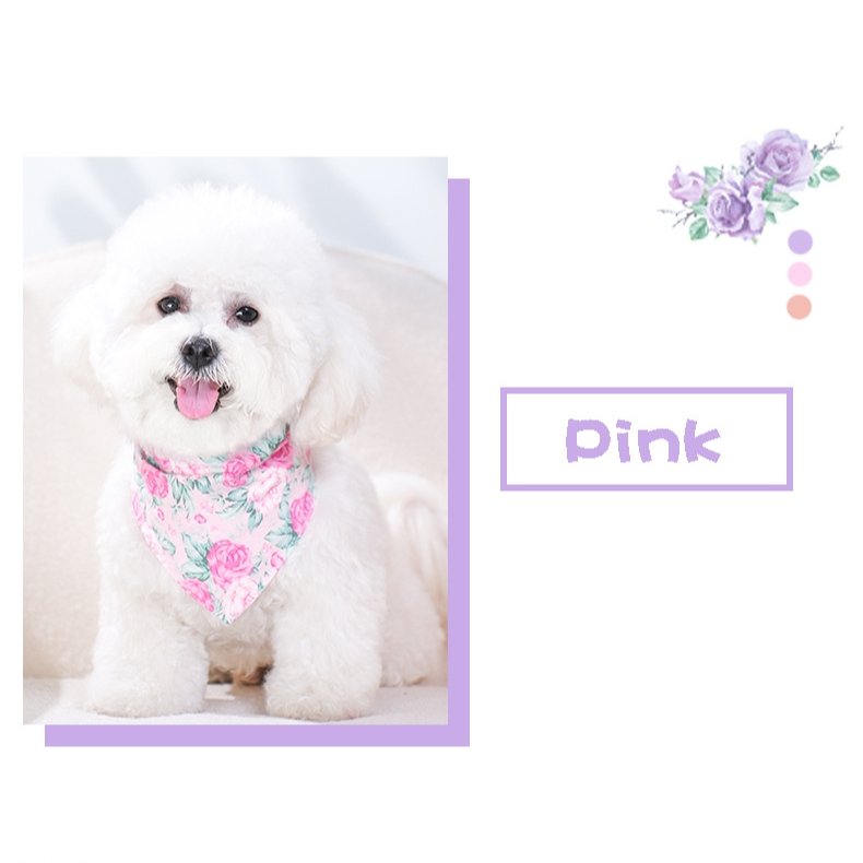 New Fashion Floral Design Pet Bandana-Pink Rose
